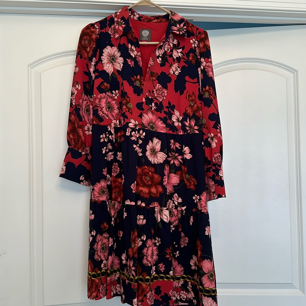 Vince Camuto Navy & Pink Floral Dress, Size 4, Worn Once